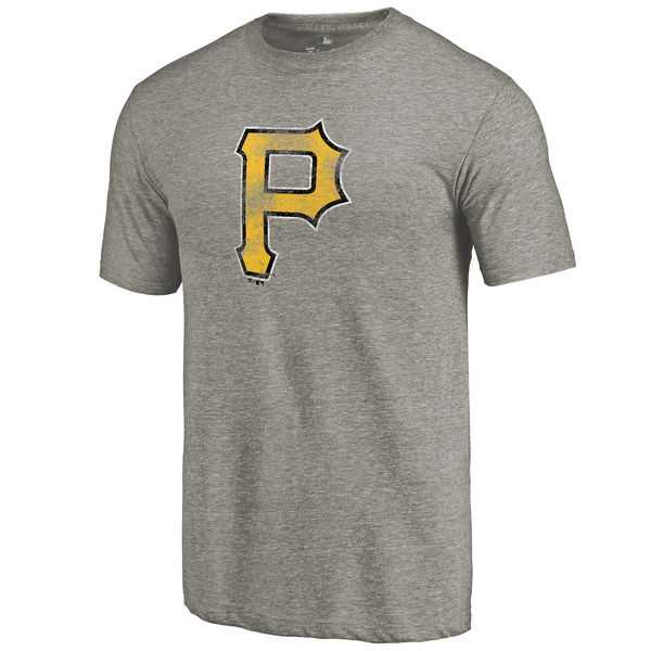Men's Pittsburgh Pirates Ash Distressed Team Tri Blend T-Shirt,We sell and wholesale Men's Pittsburgh Pirates Ash Distressed Team Tri Blend T-Shirt on line form chian!